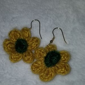 B2G1F Green and Yellow Handmade Crocheted Earrings